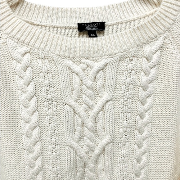Talbots Sweater Women’s Plus 2X Petite 10%‎ Angora Cream Cozy Cable Knit - Picture 3 of 9